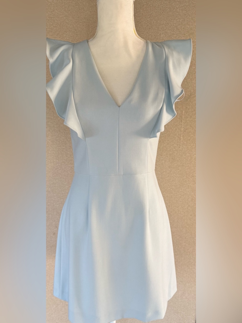 French Connection Pale Blue V-Neck Flutter Sleeve Midi Dress